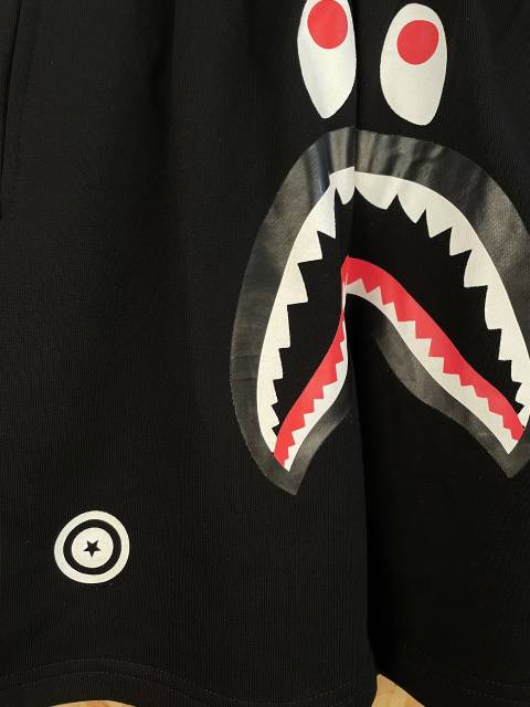 bape Solid Black Shark 3D Print Heavyweight Casual Shorts 29060660