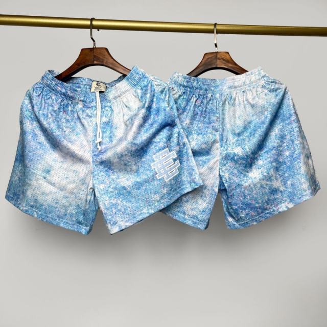 1:1 Top Quality Eric Emanuel EE Blue White Galaxy Tie Dye Mesh Casual Shorts