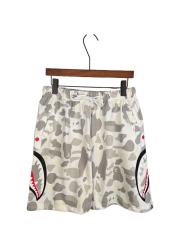 bape White Grey Camouflage Shark Print Drawstring Cotton Casual Shorts 29060761