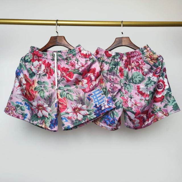 1:1 Top Quality Eric Emanuel EE Pink Vintage Floral Print Mesh Casual Shorts