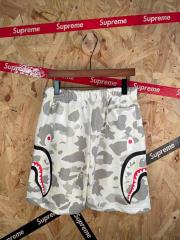 bape White Grey Camouflage Shark Print Drawstring Cotton Casual Shorts 29060761