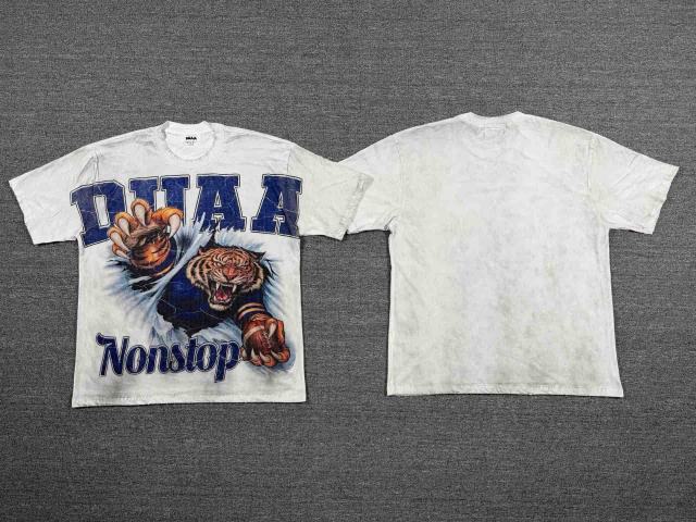 Football Tiger Rhinestone Print Washed Tee 29053840