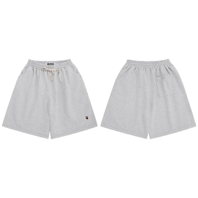 BAPE Solid Grey Mini Ape Head Embroidered Basic Sweat Shorts