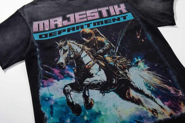 Space Knight Rhinestone Print Washed Tee 29065101