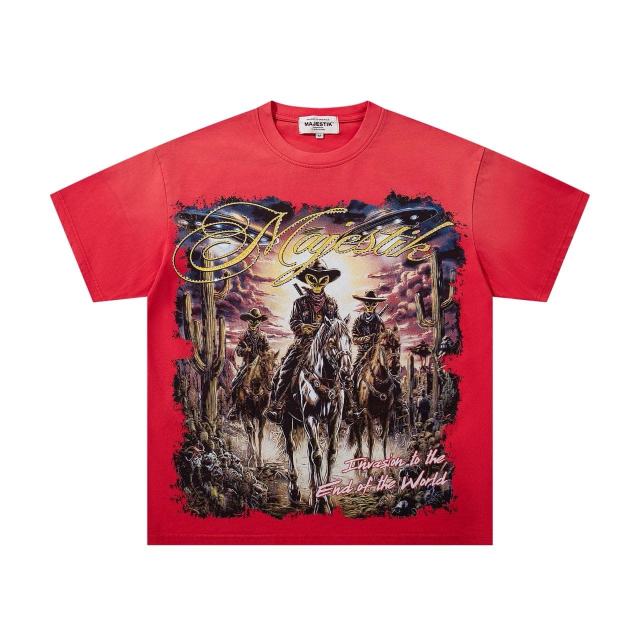 Alien Cowboy UFO Rhinestone Print Washed Tee 29060771