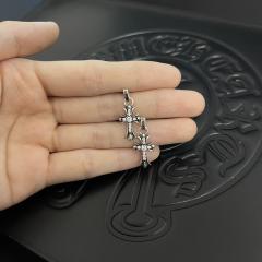 CH White Diamond Cross Dangle Stud Earrings Pair