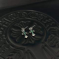 CH Full Paved White Crystal Cross Dangle Stud Earrings Pair