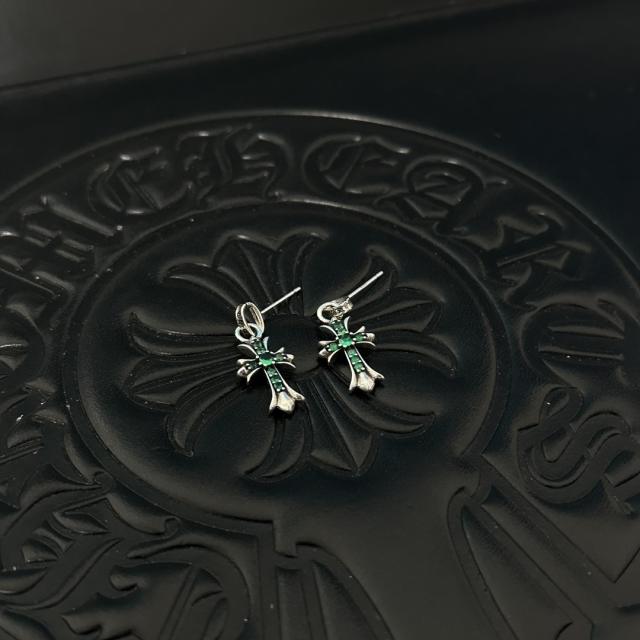 CH Full Paved White Crystal Cross Dangle Stud Earrings Pair