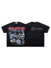 Break Red Line Racing Slogan Rhinestone Print Washed Tee 29060737