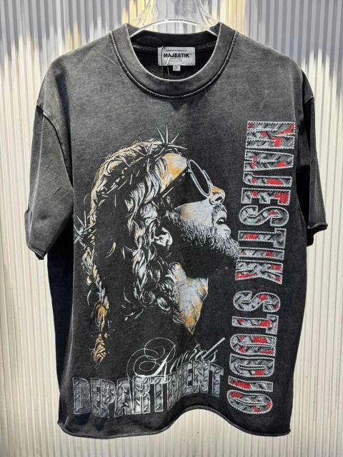 Sunglasses Hip Hop Jesus Rhinestone Print Washed Tee 29060733