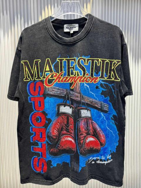 Dark Cross Boxing Glove Rhinestone Print Washed Tee 29060720