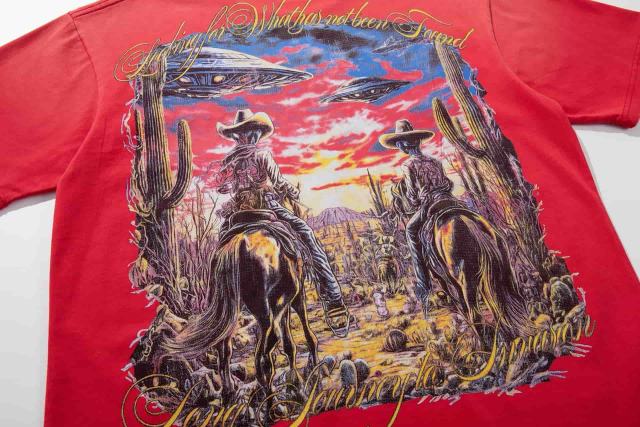Alien Cowboy UFO Rhinestone Print Washed Tee 29060771