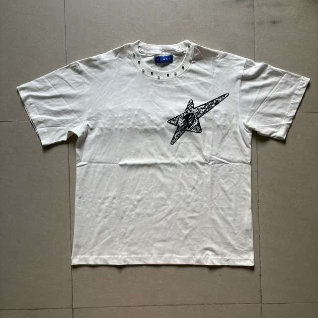 Dark High-Street Rebellious Rhinestone Print Washed Tee 11 colors 29077647