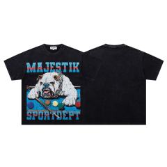 Billiards Aesthetic Bulldog Rhinestone Print Washed Tee 2 colors 29060725