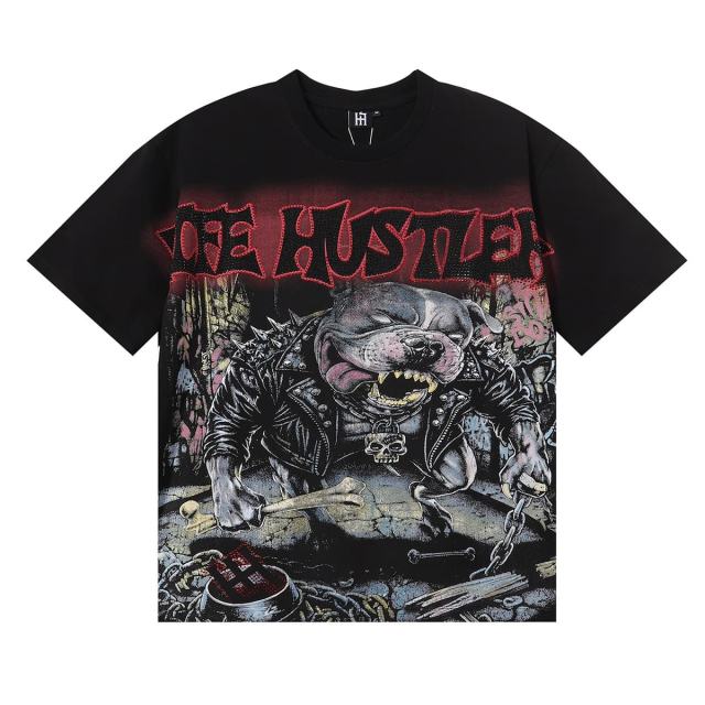Hardcore Leather Pitbull Rhinestone Print Tee 2 colors 29082349