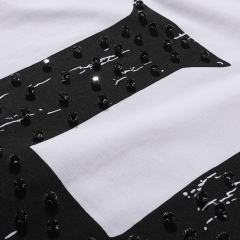 Basic Minimalist Logo Rhinestone Print Tee 4 colors 28751255
