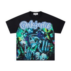 Graveyard Clown Skull Rhinestone Print Washed Tee 29060779