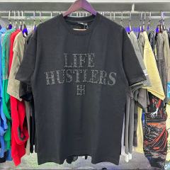 Basic Minimalist Logo Rhinestone Print Tee 4 colors 28751255
