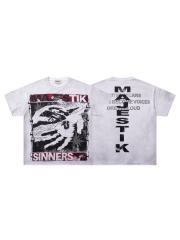Sinner Series Double Hands Rhinestone Print Washed Tee 29060740
