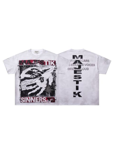 Sinner Series Double Hands Rhinestone Print Washed Tee 29060740