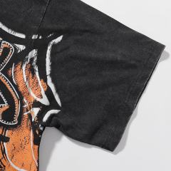 Giant Spider Web Hotfix Rhinestone Print Washed Tee 28874477
