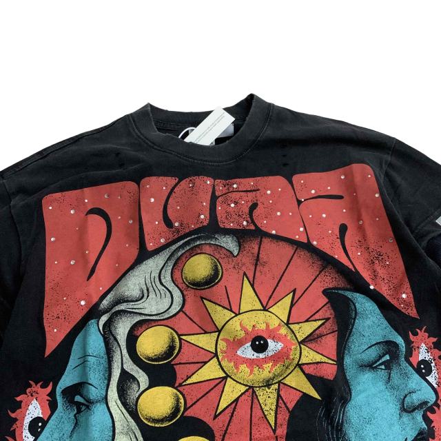 Los Angeles Latest Fashion Streetwear Ripped Vintage Rhinestone Long-Sleeve T-Shirt 28930933