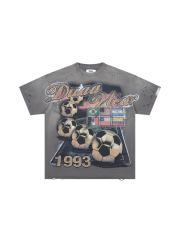 Football Distressed Rhinestone Print Washed Tee 28930932