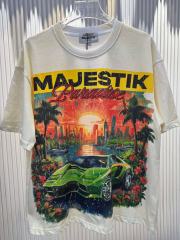 Miami Sunset Sports Car Rhinestone Print Washed Tee 29060732
