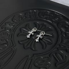 CH Full Paved White Crystal Cross Dangle Stud Earrings Pair