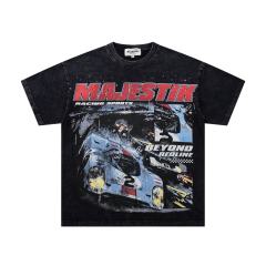 Break Red Line Racing Slogan Rhinestone Print Washed Tee 29060737