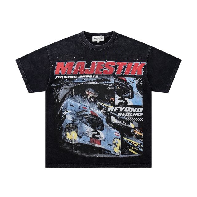 Break Red Line Racing Slogan Rhinestone Print Washed Tee 29060737
