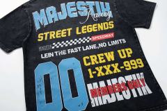Street Legend Motorcycle Rhinestone Print Washed Tee 29060724