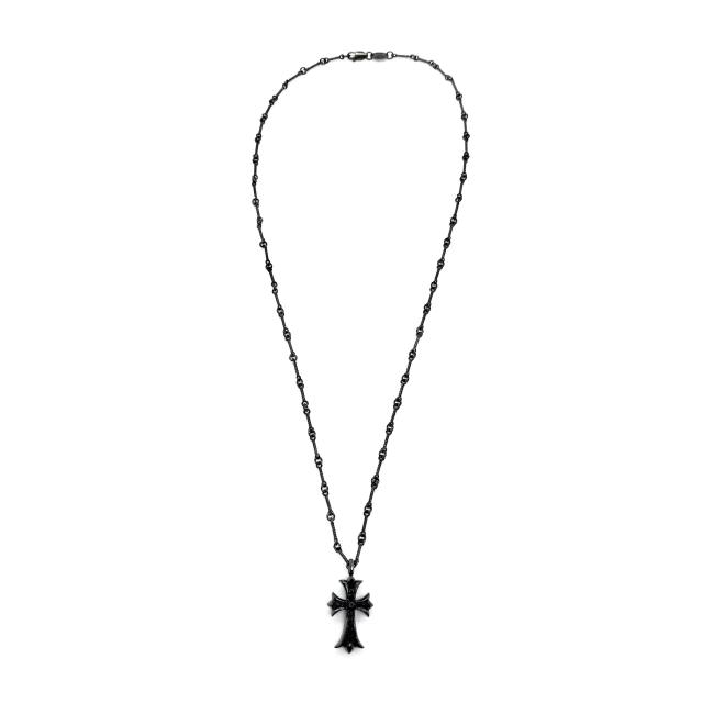 CH Black Rhodium Black Diamond Cross Ball Chain Necklace