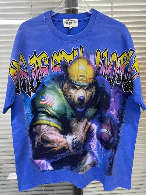 Muscular Bear Rugby Rhinestone Print Washed Tee 29065102