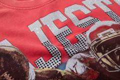 Bears Football Slogan Rhinestone Print Washed Tee 29060772