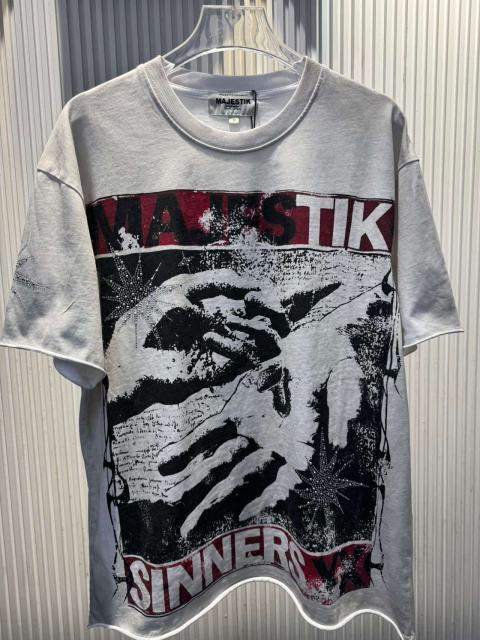 Sinner Series Double Hands Rhinestone Print Washed Tee 29060740