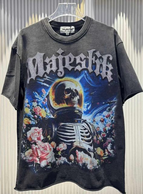 Flower Space Skull Rhinestone Print Washed Tee 29060787