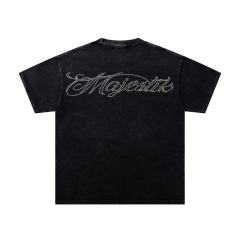 Retro Motorcycle Event Rhinestone Print Washed Tee 2 colors 29060730