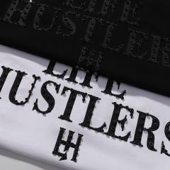 Basic Minimalist Logo Rhinestone Print Tee 4 colors 28751255