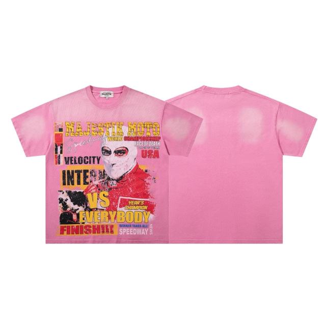 Death Race Motorcycle Slogan Rhinestone Print Washed Tee 2 colors 29060781