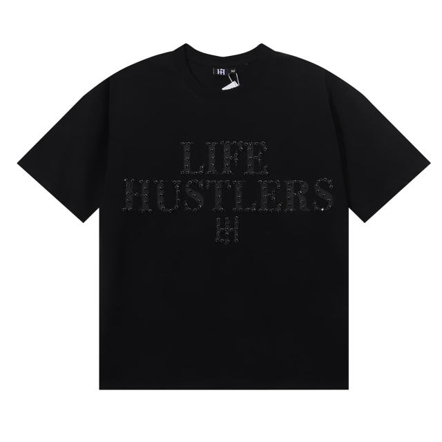 Basic Minimalist Logo Rhinestone Print Tee 4 colors 28751255