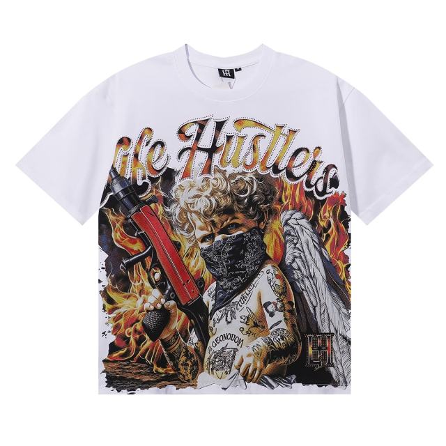 Masked Tattooed Angel Rhinestone Print Tee 2 colors 28751248