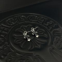 CH Black Onyx Cross Dangle Stud Earrings Pair