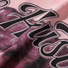 Pink Blindfolded Praying Angel Rhinestone Print Tee 3 colors 29082342