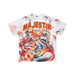 Tie-dye Universe Skateboard Robot Rhinestone Print Washed Tee 29064543