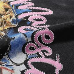 Angel Devil Friends Hotfix Rhinestone Print Washed Tee 28874488