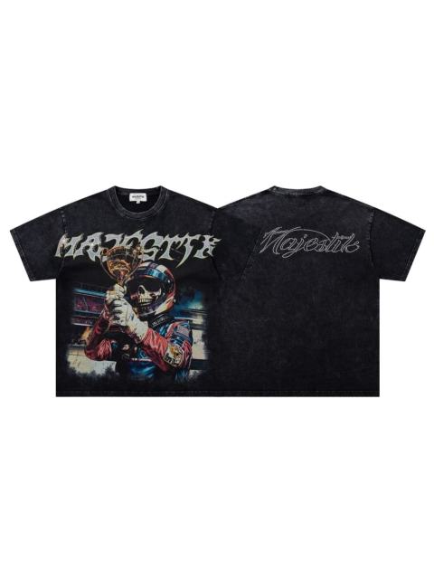 Racing Skull Champion Trophy Rhinestone Print Washed Tee 29065100