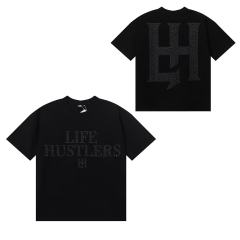 Basic Minimalist Logo Rhinestone Print Tee 4 colors 28751255