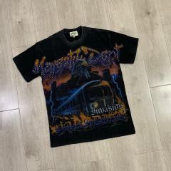 Lightning Eagle Train Rhinestone Print Washed Tee 29064548