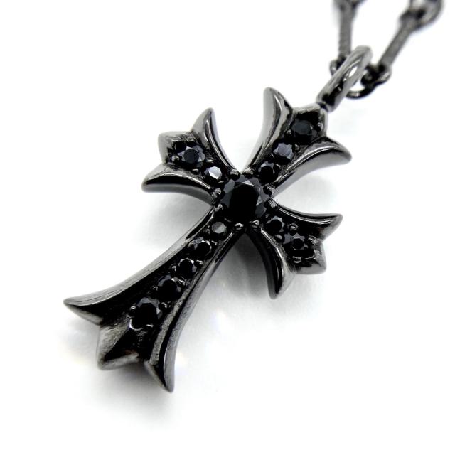 CH Black Rhodium Black Diamond Cross Ball Chain Necklace